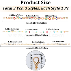 1 набор из 3-х стилей железной шляпной цепочки с застежкой-карабином&nbsp;HJEW-CN0001-31B