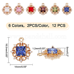 12 шт. подвески из латуни с микропаве&nbsp;KK-GA0001-08-RS