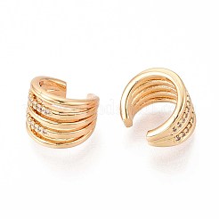 Латунные серьги-манжеты из прозрачного кубического циркония&nbsp;EJEW-T047-65G