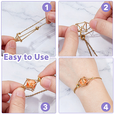 4 шт. 4 стиля 304 нержавеющая сталь плетеный макраме мешочек пустой держатель для камней набор для изготовления браслетов и ожерелий для женщин&nbsp;SJEW-DC00002-1