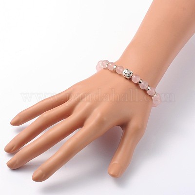 Будда голову драгоценный камень бисером браслеты простирания BJEW-JB01864-04-1