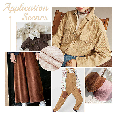 Вельветовая ткань в рубчик с переплетением&nbsp;DIY-WH0491-68A-1