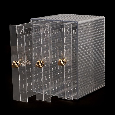 Прямоугольная прозрачная пластиковая коробка для сережек&nbsp;ODIS-O002-01B-1