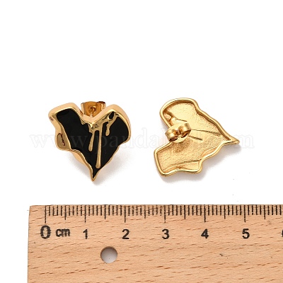 Серьги-гвоздики из нержавеющей стали 304 с эмалью EJEW-P316-19G-1