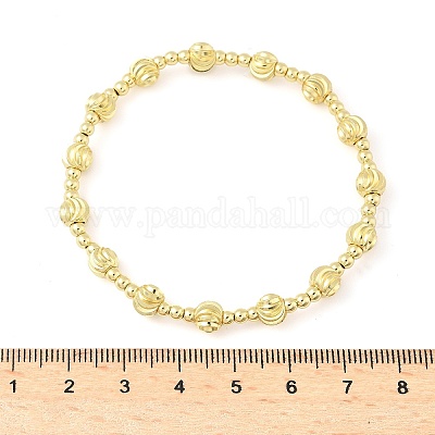 Латунные круглые бусины эластичные браслеты для женщин и мужчин&nbsp;LS-BJEW-Z129-01G-1