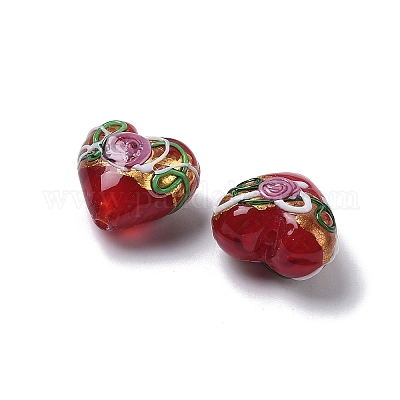 Бусины ручной работы золотой фольги стекла&nbsp;LAMP-K039-43-1