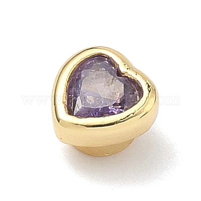 Кабошоны из кубического циркония в форме сердца из латуни с микропаве&nbsp;KK-P345-13G-D-1