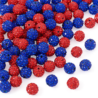 100 шт. 2-цветные бусины из полимерной глины ручной работы со стразами&nbsp;CLAY-TA0001-79B-1