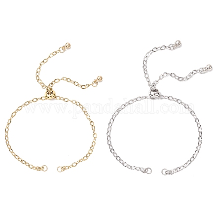 2 шт. 2 цвета 304 нержавеющая сталь текстурированный кабель цепь слайдер браслет изготовление AJEW-JB01343-1