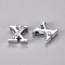 Alloy Slide Charms, with Crystal Rhinestone, Letter, Platinum, Letter.X, X: 12x12x4.5mm, Hole: 2x8mm
