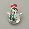 Alloy Enamel Jewelry Snap Buttons, Christmas Theme Rhinestone Buttons, Snowman Pattern, 22.5x17x8.5mm