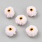 Imitation Mink Fur European Beads, Large Hole Beads, with Alloy Core, Rondelle, Misty Rose, 20x12.5mm, Hole: 4mm