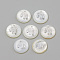 Freshwater Shell Pendants, Flat Round & Elephant, Platinum, 16x3.5~4mm, Hole: 1.2mm