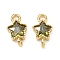 Brass Pave Cubic Zirconia Star Connector Charms, Golden, Rack Plating, Cadmium Free & Lead Free, Long-Lasting Plated, Olive, 11x6x3mm, Hole: 1.5mm and 1.6mm