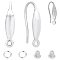 3 Pairs 925 Sterling Silver Earring Hooks, Ear Wire, with 10Pcs Brass Jump Rings & 10Pcs Plastic Ear Nuts & S925 Stamp, Silver, 20 Gauge, 15.5~16.5x9x3.3mm, Hole: 1.2mm, Pin: 0.8mm