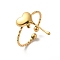 Ion Plating(IP) 304 Stainless Steel Heart Open Cuff Rings for Women, Real 18K Gold Plated, US Size 8(18.1mm)