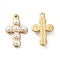 ABS Plastic Imitation Pearl Pendants, with Tone Real 18K Gold Plated 201 Stainless Steel Findings, Cross Charm, White, 21x13.5x4.5mm, Hole: 1mm