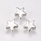 Brass Beads, Star, Platinum, 4x4x2.5mm, Hole: 1mm