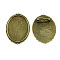 Oval Tibetan Style Brooch Cabochon Settings, with Iron Back Bar Pins, Cadmium Free & Nickel Free & Lead Free, Antique Bronze, Tray: 40x30mm, 49x35x7mm