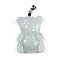 Natural Jadeite Carved Pendants, Bear Charms with Rhodium Plated 925 Sterling Silver Snap on Bails, 25x16x6mm, Hole: 3.5x3mm