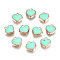 Alloy Enamel Charms, Heart, Light Gold, Aquamarine, 8x7.50x2.50mm, Hole:1.50mm