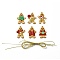 PVC Hanging Decorations, with Cord, Gingerbread Man, for Christmas, Mixed Color, Pendant: 37~39x24~29x2.5~3mm, Hole: 2.8~2.9mm, 6pcs/set