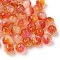 47Pcs Cat Eye Beads, Drawbench Style, Round, Gold Foil, Orange Red, 5.5mm, Hole: 1mm