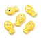 Handmade Porcelain Beads, Fish, Famille Rose Porcelain, Yellow, 19x11~12x7.5~8mm, Hole: 2mm