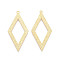 Brass Pendants, Nickel Free, Rhombus, Real 18K Gold Plated, 41.5x20x0.5mm, Hole: 1.2mm