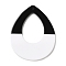 Black and White stitching Acrylic Big Pendants, Teardrop, 52x40x2.5mm, Hole: 1.8mm