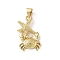 Brass Pendants, Real 18K Gold Plated, Crab, 21x13x2.5mm, Hole: 3.5x4.4mm