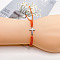 Alloy Cross Link Bracelets for Men Women, with Nylon Braided Cord, Platinum, Coral, 5-7/8~12-5/8 inch(15~32cm)