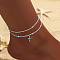 Alloy Chain Anklets for Women, Platinum, 8-1/4 inch(21cm)