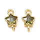 Латунные подвески-звездочки с инкрустацией из кубического циркония&nbsp;KK-P348-08G-02-1