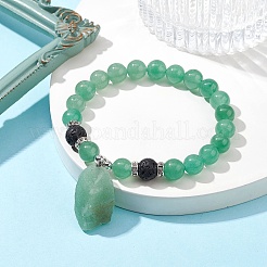 Природные зеленые браслеты простирания авантюрин бисером&nbsp;BJEW-JB10070-02