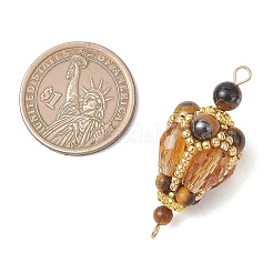 Богемные подвески в виде капель из натурального тигрового глаза с звеньями в форме капли&nbsp;PALLOY-MZ01227-01