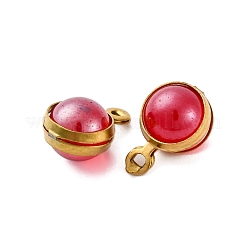 Круглые подвески из окрашенного натурального кварца из нержавеющей стали 304&nbsp;STAS-H235-01G-04