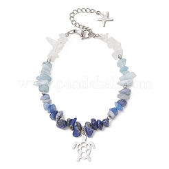 Браслет из натуральных смешанных драгоценных камней с бусинами&nbsp;BJEW-JB12976-01