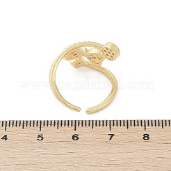 Латунные микро проложить манжеты кольца кубического циркония&nbsp;RJEW-S400-11G