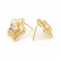 Серьги-гвоздики со звездами из прозрачного кубического циркония&nbsp;EJEW-L231-73G