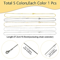 5 шт. 5 цвета латунная квадратная змея цепь ожерелье изготовление&nbsp;MAK-YW0001-24