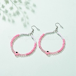 Серьги-подвески с большим кольцом из смолы и акриловыми бусинами&nbsp;EJEW-JE04999-02