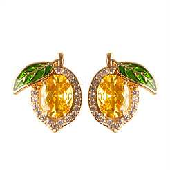 Серьги-гвоздики из лимонной латуни с кубическим цирконием&nbsp;FS-WGF100C-02