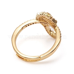 Регулируемое кольцо из латуни с микропаве и кубическим цирконием&nbsp;RJEW-G105-01G
