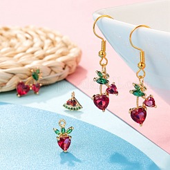 6шт латунные микропаве красочные кубические циркониевые подвески&nbsp;KK-LS0001-39