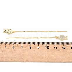 Латунная микропаве из прозрачного кубического циркония в виде рыбьей бронзы&nbsp;EJEW-H182-12G