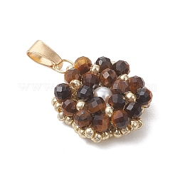 Подвески в виде круглых граненых цветочных гроздей из натурального тигрового глаза&nbsp;PALLOY-MZ01197-03