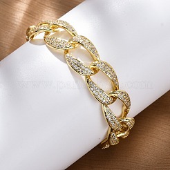 Латунные браслеты-цепочки с микропаве из прозрачных кубических цирконий для женщин&nbsp;BJEW-A034-04B-G