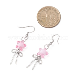 Серьги-подвески из акрилового стекла с цветком и бантом&nbsp;EJEW-JE06794