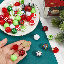 60 шт. 12 стиля прозрачных смоляных градуированных бусин со стразами&nbsp;RESI-PA0001-08